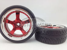 Neumáticos de turismo 1/10 W5S2CR (cromo + pintura roja), 4mm de compensación, aptos para coche de turismo 1:10 1/10, 4 Uds. 2024 - compra barato