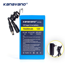 Kanavano-Batería de iones de litio para cámara, el mejor paquete de 12v, 10AH, 10400mAh, con cargador de 12,6 V, 1A, enchufe de la UE/EE. UU., Compras gratis 2024 - compra barato