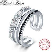 Anel awn vintage 4.5g, prata esterlina 925, joia fina de noivado, espinha preta, anel de casamento aberto para mulheres g040 2024 - compre barato