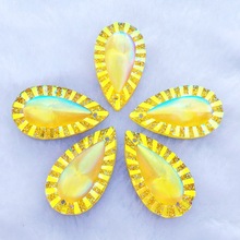 Teardrop Rhinestones 15pcs Resin Crystal AB Color Flatback Loose Stones Sewing 2 Holes For Dress Garment 16*28mm -E912 2024 - buy cheap