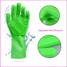 Волшебные силиконовые чистящие перчатки для мытья посуды кухонные бытовые резиновые губчатые перчатки с щеткой 2024 - купить недорого