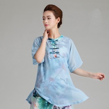 Traditional Chinese Clothing For Women 2019 Summer Tai Chi Uniform Print Floral Female Han Fu Tang Suit Wushu Costume TA1490 2024 - buy cheap