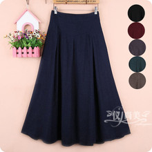 Free Shipping 2021 New Fashion Long Maxi Thick A-line Skirts For Women Elastic Waist Winter Warm Linen Cotton Skirts With Pocket 2024 - buy cheap