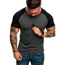 Летняя новая мужская футболка с круглым вырезом и рукавом, модная футболка с коротким рукавом, облегающая Мужская брендовая футболка, европейский размер M-3XL 2024 - купить недорого