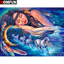 HOMFUN 5D DIY Diamond Painting Full Square/Round Drill "Woman unicorn" 3D Embroidery Cross Stitch gift Home Decor A00594 2024 - buy cheap