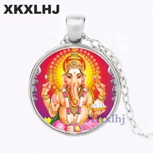 XKXLHJ Vintage Ganesha Statue Necklace India Ganapati Round Jewelry Vinayaka Religious Pendant Ball Chain Jewelry 2024 - buy cheap