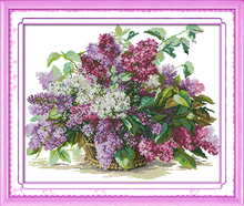 Needlework,11/14ct DIY Cross stitch,Sets For Full Embroidery kits,Purple Lilac Flower Floral printed Pattern Cross-Stitch Gift 2024 - buy cheap