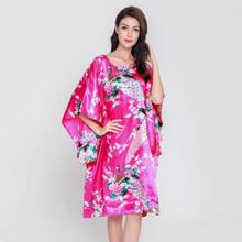 Buy Hot Pink Women Sleepwear Summer Sliky Satin Nightgown Floral&Peacock  Sexy Nightwear Nightdress O-Neck Robe Home Dress in the online store  Fashion Chinese National Clothing at a price of 11.49 usd with