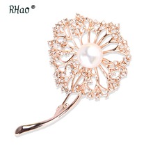 RHao-broches de flores de lujo para hombre y mujer, accesorios de joyería, ramillete, diamantes de imitación, hijab 2024 - compra barato