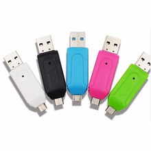 SR 2 в 1 USB OTG кардридер Универсальный Micro USB память OTG TF/SD кардридер телефон удлинитель заголовки Micro USB OTG адаптер 2024 - купить недорого