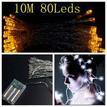 10M 80 LED Battery Operated LED String Lights for Xmas Garland Party Wedding Decoration Christmas Flasher Fairy Lights 2024 - buy cheap