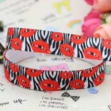 DHK 5/8 inch 5yards Fold Over Elastic FOE Hot Lips printed ribbon headband diy decoration OEM Wholesale C454 2024 - buy cheap