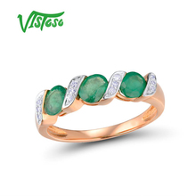 VISTOSO Gold Rings For Women Genuine 14K 585 Rose Gold Ring Sparkling Diamond Magic Emerald Engagement Round Rings Fine Jewelry 2024 - buy cheap