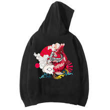 Hip Hop Chinese style Hoodies men fish Print cottonHoodies Man Sweatshirt Streetwear Harajuku Hoodies drop shipping men clothes 2024 - buy cheap