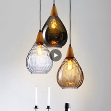 Luxuloy-lustre pingente de led, luminária pendente moderna em madeira e vidro estilo loft, cozinha, loft, sala de jantar, café 2024 - compre barato