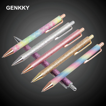 1PCS GENKKY Metal Ballpoint Pen luxury Gift Ball Pens For School Office Stationery 6Colors To Choose Ink Black Blue Press Style 2024 - buy cheap