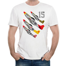 Aviation Art T-shirt New Spring Summer Men T-Shirt North American P-51 Mustang Fighter T-shirt Male Casual Tops Man Tees 2024 - buy cheap