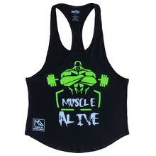 MUSCLE ALIVE Men's Bodybuilding T-shirts Fitness Training Exercise Clothing Gym Tshirt Sports Cotton Sleeveless Tops Male Man 2024 - buy cheap