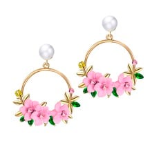 Pendientes de flores de bucle Vintage para mujer, aretes de gota redondos de Color dorado, regalos de fiesta, nuevo diseño 2018 2024 - compra barato