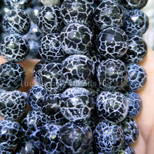 Free shipping Women Fashion Jewelry 14mm Black Faceted Dragon Veins Carnelian Round Women Men Spacers Art Loose Beads 15" FG7932 2024 - buy cheap