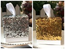 (100 Pieces/Lot) Sparkle and Shine Silver Glitter Favor Box For Silver and Gold Wedding Favors and Bridal Party gift boxes 2024 - buy cheap