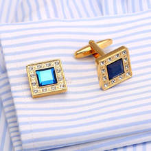 Vagula New Blue Crystal Square Cufflinks Luxury Cuff links Rhinestone Wedding Men's cufflinks French Shirt Cuff link 176cn 2024 - buy cheap