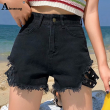 Mais novo preto azul cinza denim shorts feminino 2019 verão solto cintura alta jeans shorts femme sexy booty quente calças curtas 2024 - compre barato