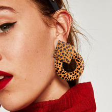 JUST FEEL Acrylic Round Big Stud Earrings Women 2018 Fashion Leopard Resin Geometric Circle Earring For Girls Fashion Jewelry 2024 - buy cheap
