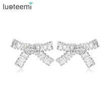 LUOTEEMI New Arrival Lovely Bowknot Earrings Stud Women Fashion Ear Jewelry Quality Best Yong Girl Bridesmaid Wedding Gift 2024 - buy cheap