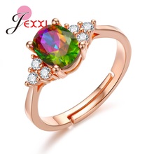 Anillo de circonia cúbica brillante para mujer, sortija abierta con ajuste moderno, Color dorado y rosa, joyería para aniversario 2024 - compra barato