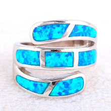 ROLILASON Party Gifts for Women Excellent Blue Fire Opal silver Luxury Fashion Jewelry Rings USA Size #6#7#8#9#10 OR869 2024 - buy cheap