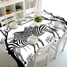 3D Tablecloth Merry Christmas Wild Animal Zebra Lion Pattern Waterproof Cloth Thicken Rectangular and Round Wedding Table Cloth 2024 - buy cheap