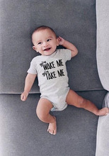 You Wake Me Up You Take Me Letters Newborn Toddler Baby Boys Girls Cotton Onesies Summer Short-sleeved Romper Cute Jumpsuit 2024 - buy cheap
