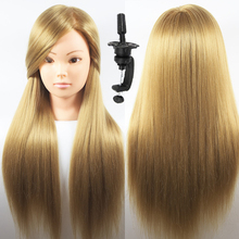 Cabezas de pelo rubio de 26 pulgadas para práctica de entrenamiento, peinados para cabeza de maniquí femenino, cosmetología, Yaki, regalo gratis 2024 - compra barato