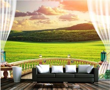 Sob encomenda da foto papel de parede floresta pôr do sol da pradaria nuvens sol varanda tv cenário mural papel de parede de decoração para casa 2024 - compre barato
