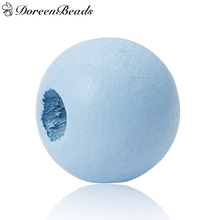 DoreenBeads Wood Spacer Beads Round Blue About 10.0mm( 3/8") Dia, Hole: Approx 3.0mm, 100 PCs 2024 - buy cheap