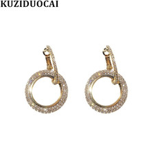Kuziduocai New Fashion Jewelry Punk Rhinestone Round Circle Statement Drop Earrings For Women Brincos oorbellen kolczyki E-1969 2024 - buy cheap