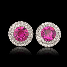 MxGxFam High Quallity Austria Rose Red Crystal Stud Earrings for Women White Gold Color 2024 - buy cheap