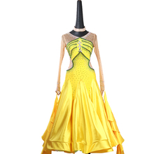 Vestido Para As Mulheres de Alta Qualidade Vestidos de Competição de Dança de salão Padrão Ballroom Modern Valsa Tango Traje amarelo MD1131 2024 - compre barato