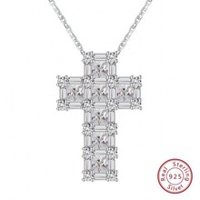 Vecalon artesanal cruz pingente 925 prata esterlina aaaaa zircon casamento pingentes com colar para mulher jóias de noiva presente 2024 - compre barato