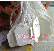 Free shipping mini cute blank white shape cutting paper hang tags with cords 2x2.8cm/DIY gift baking price tag 500 pcs a lot 2024 - buy cheap