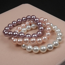 10mm Round Ball Beaded Strand Wristband Bracelets Colorful Mother of Pearl Shell Natural South Sea Shell Bracelets Jewelry Women 2024 - buy cheap