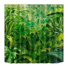 72 inch Bathroom Waterproof Fabric Shower Curtain Polyester 12 Hooks Bath Accessory Sets Green Tropical Jungle Leaves Customized 2024 - buy cheap