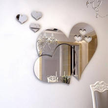 Съемная 3D Художественная наклейка для гостиной домашний декор DIY свадебное зеркало настенная наклейка современный торговый центр отель любовь сердце 2024 - купить недорого