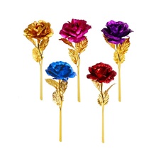 5Pcs Valentine's Day Present Gift Elegant 24K Gold Plated Golden Rose Flower Wedding Festive Party Decoration Without Box 2024 - buy cheap