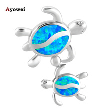 Ayowei Gifts for Mother's Day Tortoises Design Blue Fire Opal  silver plated Wonderful Fashion Jewelry Necklace Pendants OPS691A 2024 - buy cheap