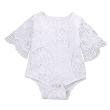 Lovely Gifts Baby Girls White ruffles Sleeve  Romper Infant Lace Jumpsuit Clothes Sunsuit Outfits 2024 - buy cheap