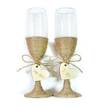Óculos de torrar de casamento rústicos com fio, gravados "eu também", flautas de champanhe, óculos de noiva e noivo, óculos de casamento 2024 - compre barato