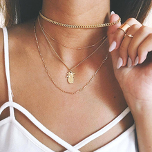 4 Pcs/Set Simple Pineapple Pendant Clavicle Chain  Gold Necklace Lady Fashion Summer Clothing  Women Necklace Set 2024 - buy cheap