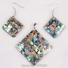 New Abalone Mop Shell Beads Square Pendant & Earring 1SET 2024 - buy cheap